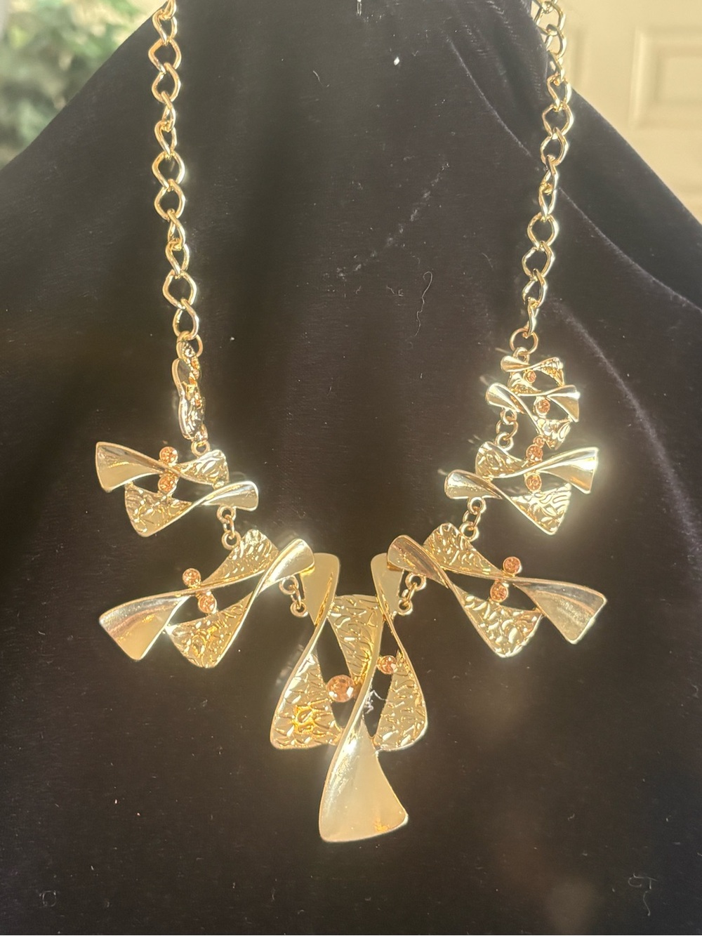 Gold tone Statement Bib Necklace - Elegant Women’s Jewelry